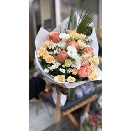 Vip fresh mevsim buketi turuncu beyaz şampanya